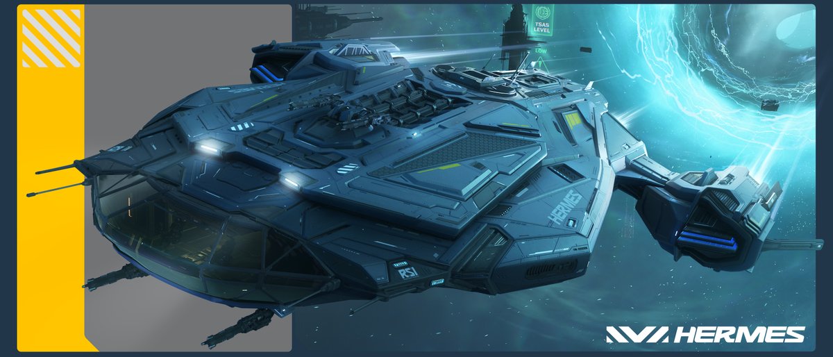 When there’s a place to be, and a job to do, the Hermes delivers. This high-speed, large-capacity, and resilient freighter redefines hauling in our ever-unpredictable universe. Introducing the RSI Hermes: