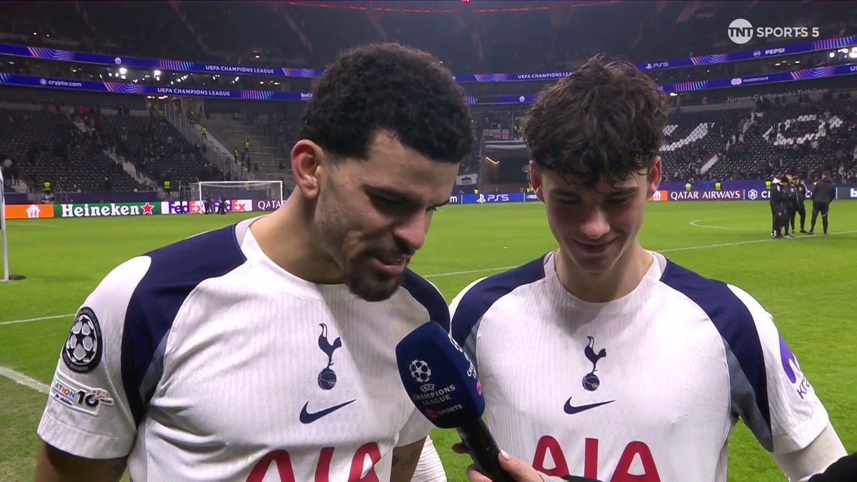 "We want to take this into the Premier League" 💪 Dominic Solanke and Archie Gray react after securing a top 8 finish for Spurs in the Champions League ⚪️ 📺 TNT Sports & discovery+ UK | Olivia Buzaglo