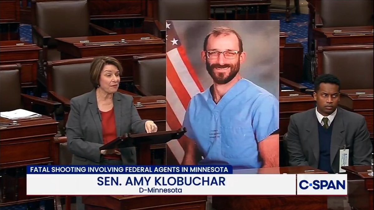 .Senator Amy Klobuchar (D-MN): "This has turned into a Kristi Noem and Greg Bovino-driven shock and awe public spectacle meant to intimidate our state...There are 3,00 federal officers in Minnesota, and I cannot state it more unequivocally, ICE must leave Minnesota."