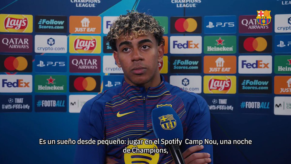 🗣️ Lamine Yamal : "Marquer un but en Ligue des Champions avec le Barça au Spotify Camp Nou devant ma mère et mes amis, c'était un rêve de gosse."