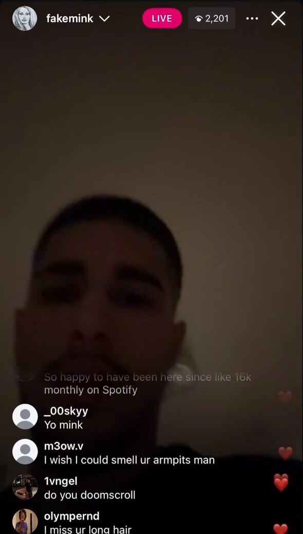 Fakemink got a noise complaint from the neighbors while celebrating the release of his new EP 😭 "Anyway, f*ck that lady."