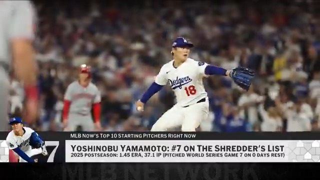 Yoshinobu Yamamoto is the No. 7 starting pitcher on MLB Now's #Top10RightNow.