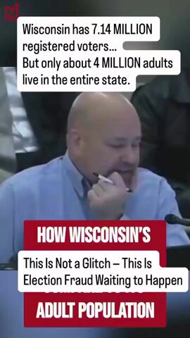 Donald J. Trump Truth Social Post of Video 09:33 PM EST 01.28.26 🚨ALERT: President Trump posts video of testimony discovering that blue state Wisconsin has 7.4 million registered voters but only 4 million adults living in the entire state. Can you imagine all of the other blue states like California?