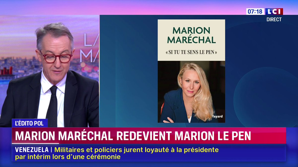 ▶️ Marion Maréchal redevient Marion Le Pen 🗣️ "L’avertissement pour Jordan Bardella est clair : à la moindre faute de campagne pour la présidentielle, Marion Maréchal s’engouffrera dans la brèche pour asseoir sa légitimité" 📲 L’édito politique de Christophe Barbier