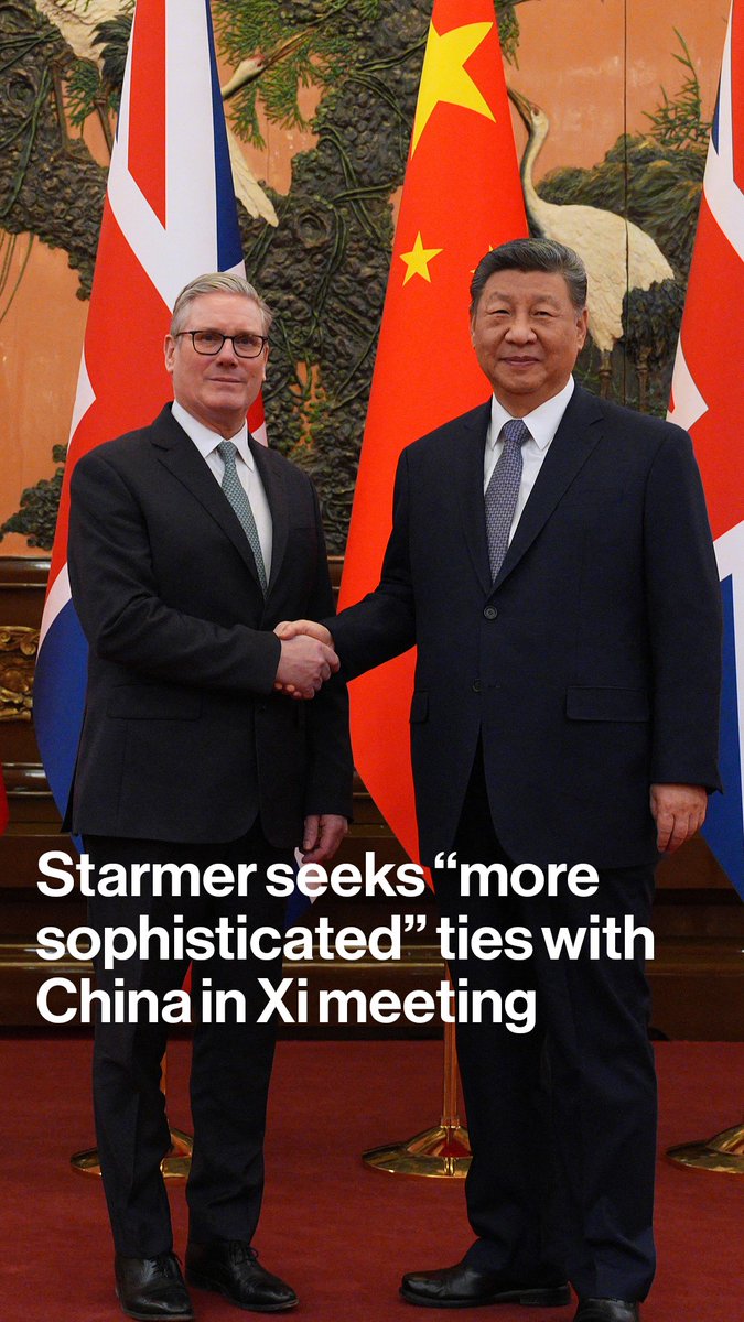 UK Prime Minister Keir Starmer met with Chinese President Xi Jinping, calling for a “more sophisticated” relationship in the first trip to China by a British prime minister in eight years