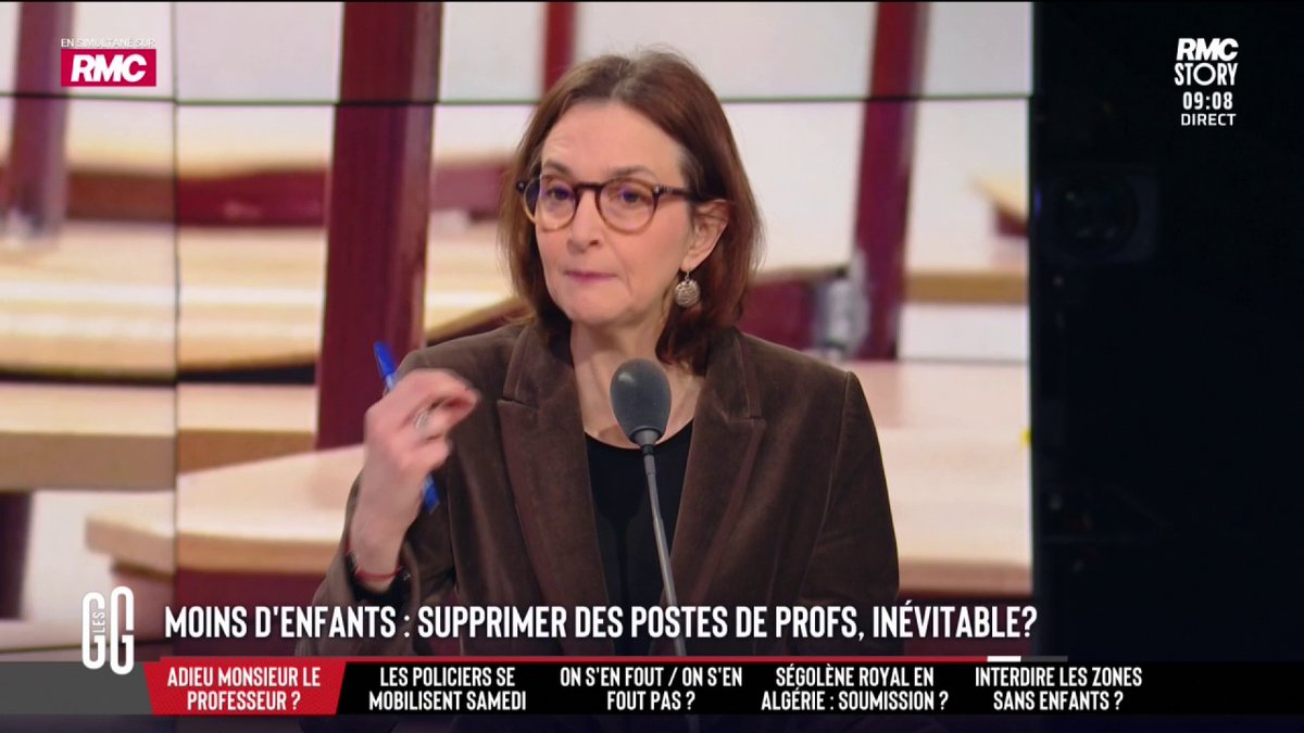 👨🏫 Moins d’enfants : supprimer des postes de profs, inévitable ? 💥 Pour Barbara Lefebvre : "Les syndicats exagèrent. Qu’on me mette 30 ou 40 élèves, c’est pareil. Ça s’appelle la gestion de classe. Ça ne pose pas de problème !" #GGRMC