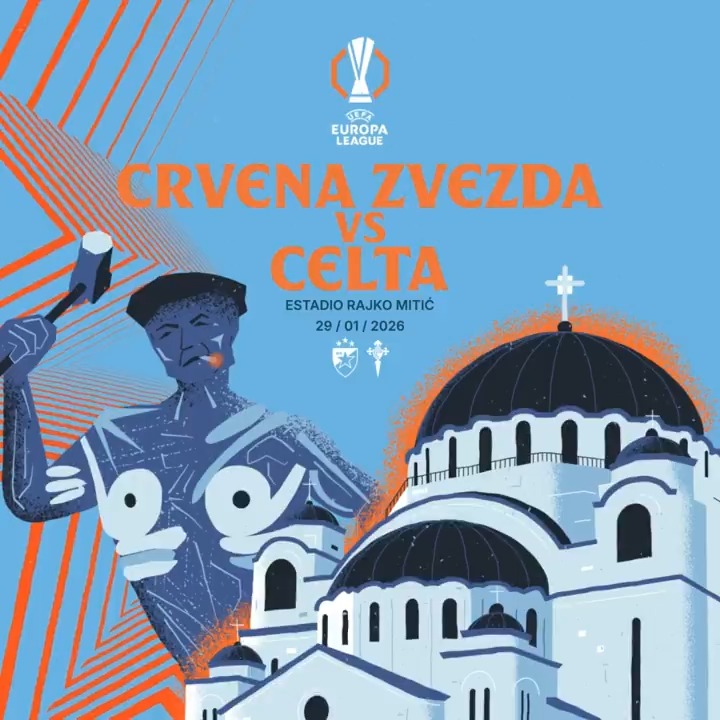 Hoxe xoga o noso 𝗘𝗨𝗥𝗢𝗖𝗘𝗟𝗧𝗔! 🩵🇪🇺 🆚 FK Crvena zvezda 🏆 UEFA Europa League Fase Liga - X8 ⏰ 21:00 CET 🏟️ Stadion Rajko Mitić 📺 MovistarFútbol #CrvenaZvezdaCelta ⋄ #EuropaLeague