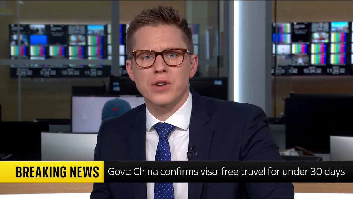 BREAKING: British citizens will now be able to travel to China without needing to get a visa, the government has confirmed. The visa-free travel will be for trips of up to 30 days. Politics latest 🔗 📺 Sky 501 and YouTube