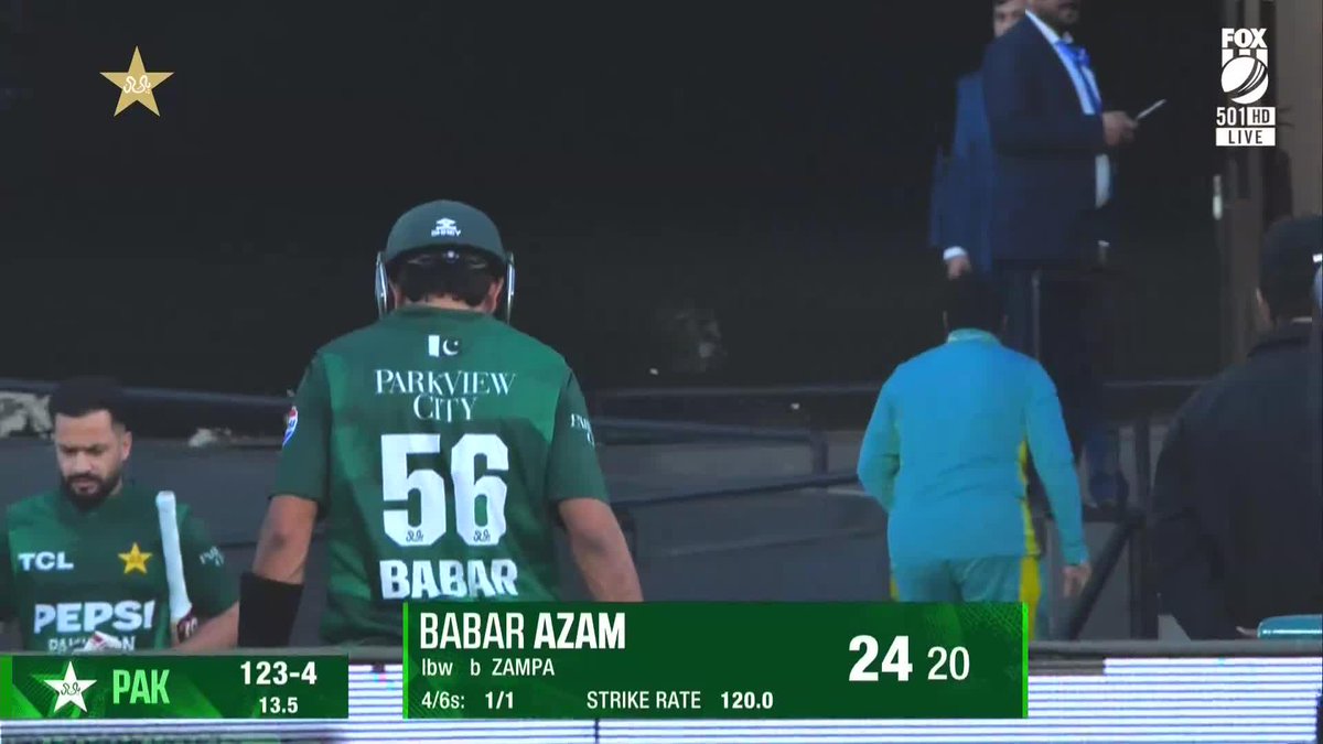 Babar Azam given out after review, Australia gets the breakthrough at 24 off 20. 🏏 The only place to watch every match of Australia's Tour of Pakistan, LIVE & EXCLUSIVE, is on FOX CRICKET - available on Kayo Sports #cricket #pakvsaus