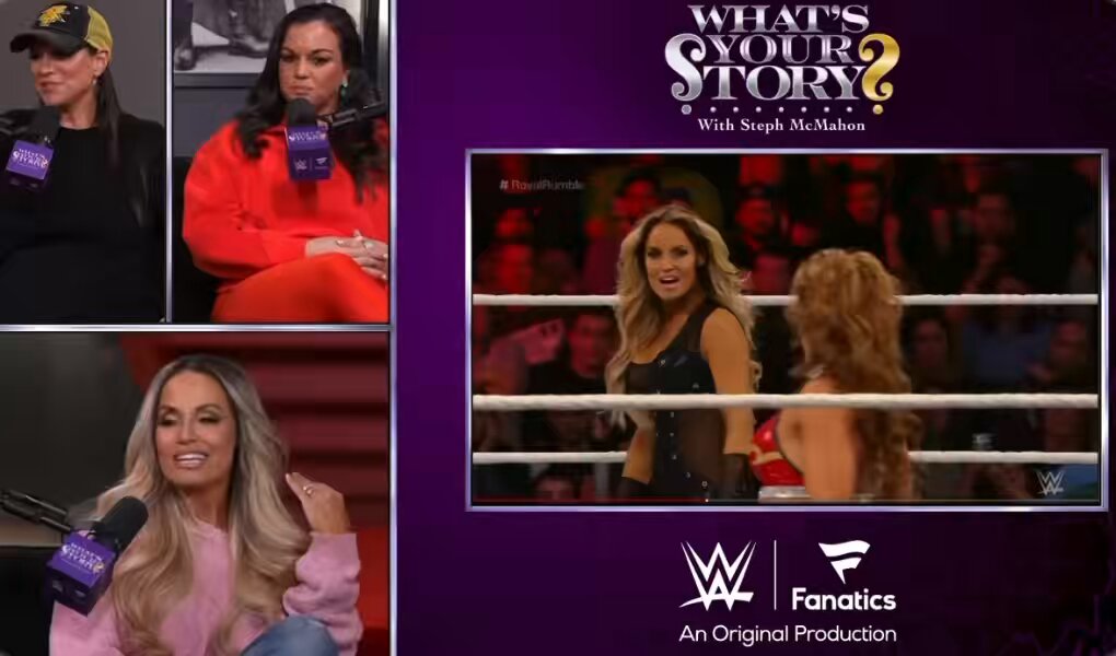 Trish Stratus on the pressure to deliver and hoping the fans would react to herself &amp; Mickie James at the #RoyalRumble after being told people wouldn’t remember (What’s Your Story with Stephanie McMahon)
