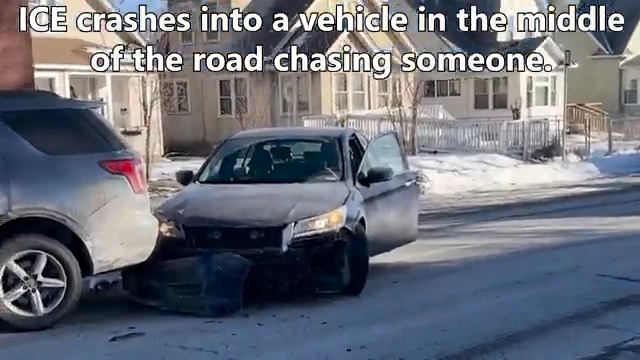 🚨"They're stealing the car!" As Tom Homan vows "safer" ICE operations, ICE rammed into a driver's car in Minneapolis—in front of an elementary school—then chased him. After failing to catch him—they stole his car. "Back up before I f*cking spray you!" ICE yelled at observers ⬇️