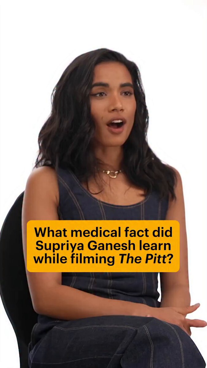 Supriya on what medical fact she learned while filming #ThePitt: "I didn’t know you weren’t supposed to shock asystole. Like when you flatline, you’re not supposed to shock people. It’s supposed to be epi and CPR. Now that I know that, I can’t unsee it whenever I see it on TV."