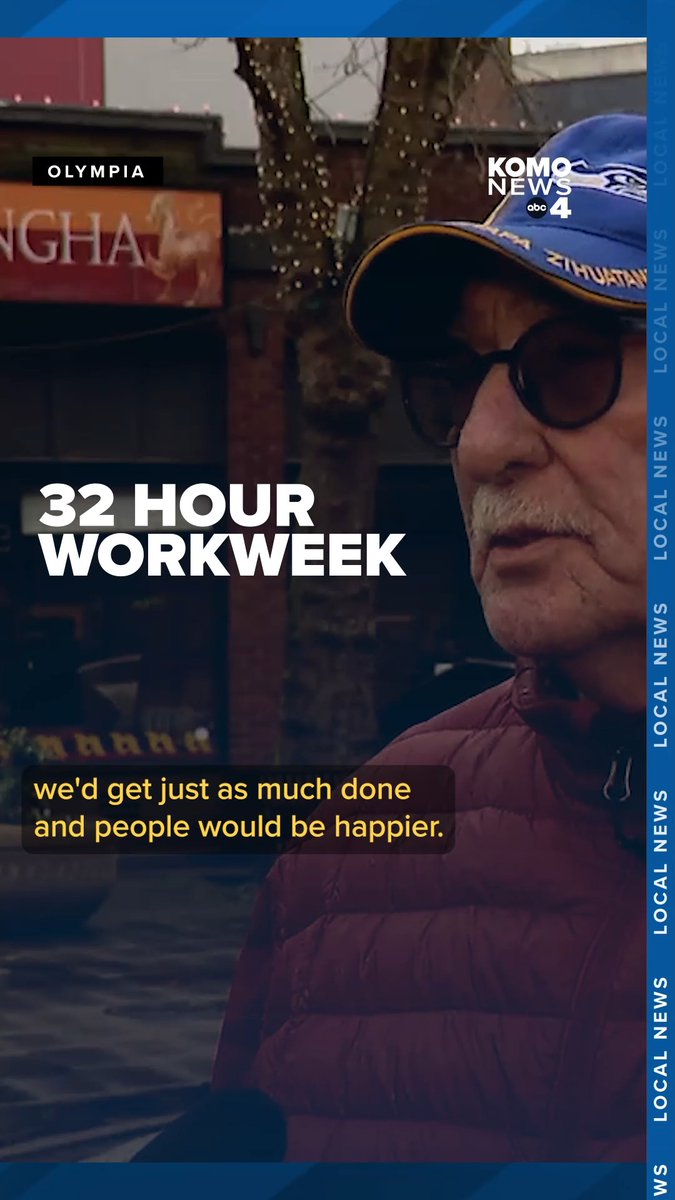 The length of your work week could be changing in Washington state. State lawmakers are debating a bill that would move the state from a standard 40-hour work week to a 32-hour work week. House Bill 2611 had its first public hearing in the House Committee on Labor and Workplace Standards on Tuesday morning. Full story here: #komo #komo4 #komonews #komo4news #seattle #washington #Workweek #32HourWorkWeek #LaborLegislation #Olympia #Lawmakers