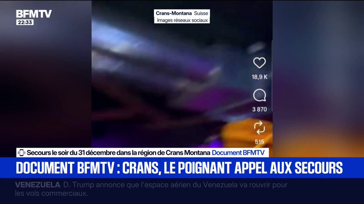 “J’ai failli mourir au Constellation”: l’appel au secours d’un jeune homme présent lors du drame de Crans-Montana