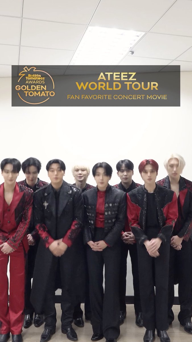 #ATEEZ thanks ATINY and all their fans across the world for their Rotten Tomatoes Award win for Fan Favorite Concert Movie! ATEEZ(에이티즈)