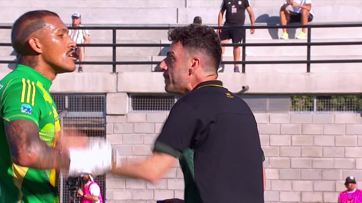 PARECÍA UNA CHARLA AMIGABLE, PERO SE TERMINÓ PICANDO: Nacho Arce, arquero de Deportivo Riestra, y Mariano Soso, DT de Defensa y Justicia, protagonizaron este intenso ida y vuelta en el Guillermo Laza.