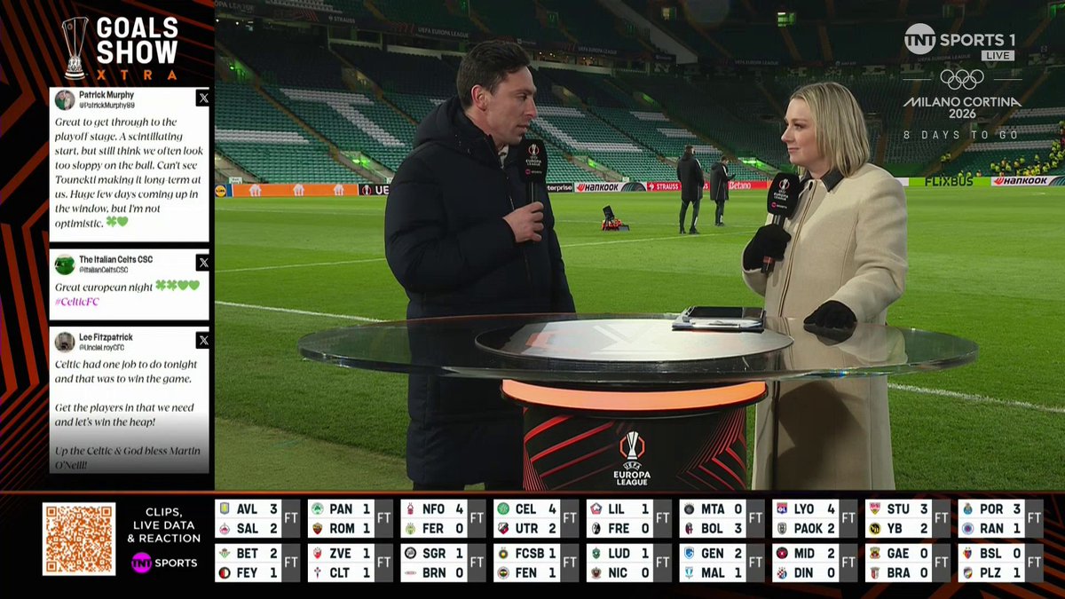 "It's a huge achievement for everyone in the football club!" Scott Brown reflects on Celtic advancing to the Europa League play-offs🤝 📺 TNT Sports &amp; discovery+ UK | Emma Dodds