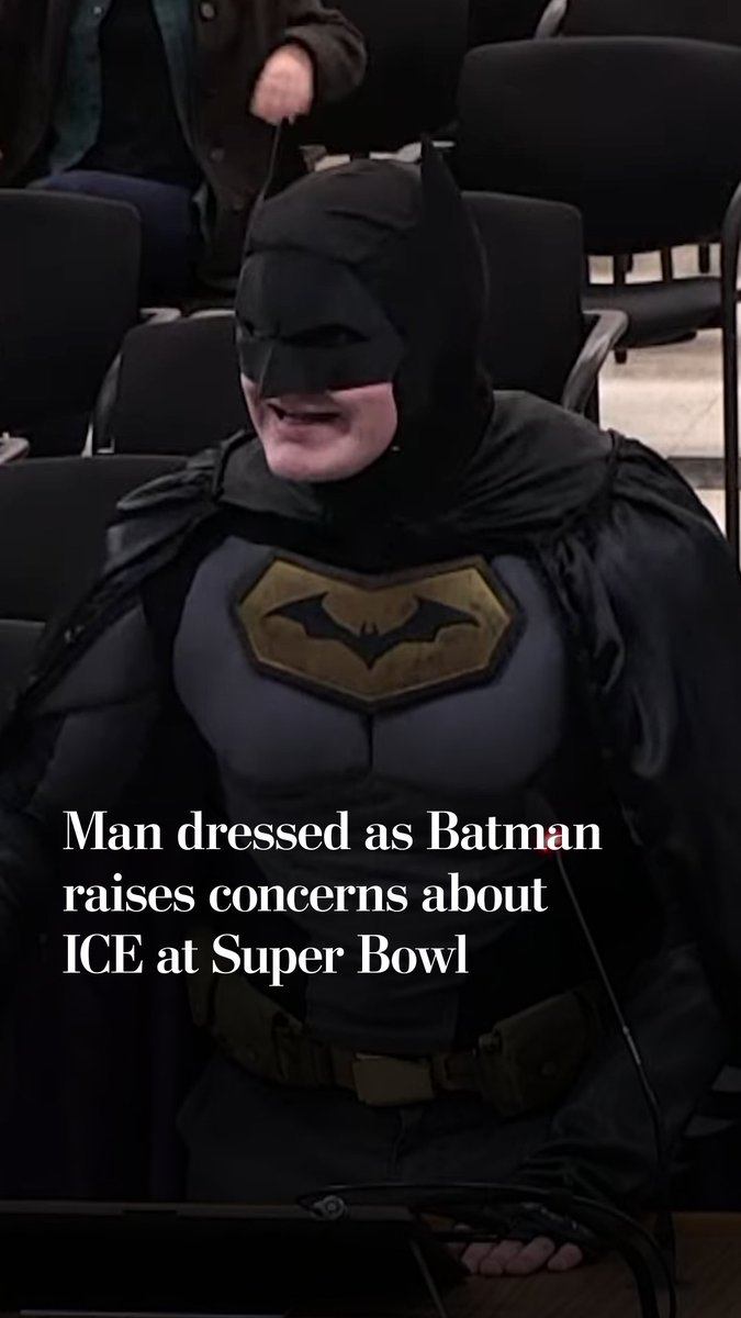 At a city council meeting in Santa Clara, California, a man dressed as batman brought his concerns about federal immigration agents being at the Super Bowl.