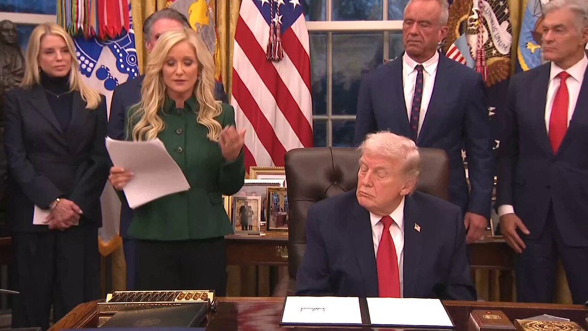 Trump's eyes get heavy and eventually close as Burgum's wife Kathryn Burgum drones on and on