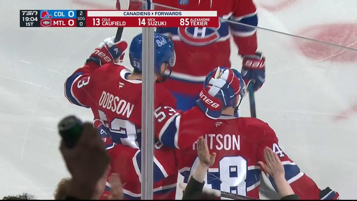 Noah Dobson's 10th of the season opens the scoring for the Canadiens Montréal! 🔵⚪️🔴 #NHLStats: