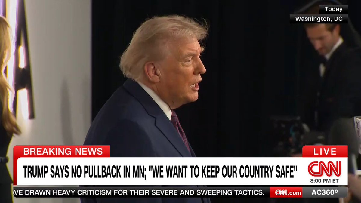 President Trump breaks a day of silence and says there will be no pullback of immigration officers in Minnesota just hours after his border czar signaled the opposite.