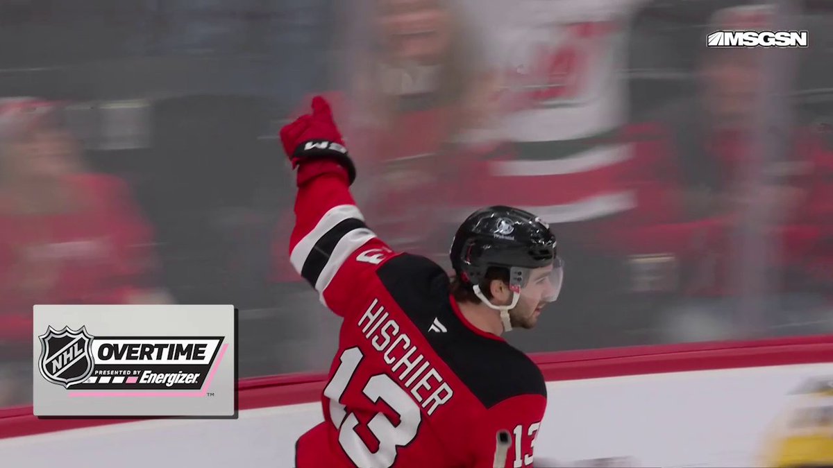THE CAPTAIN! 🤩 Nico Hischier wins it in Energizer overtime for the New Jersey Devils!