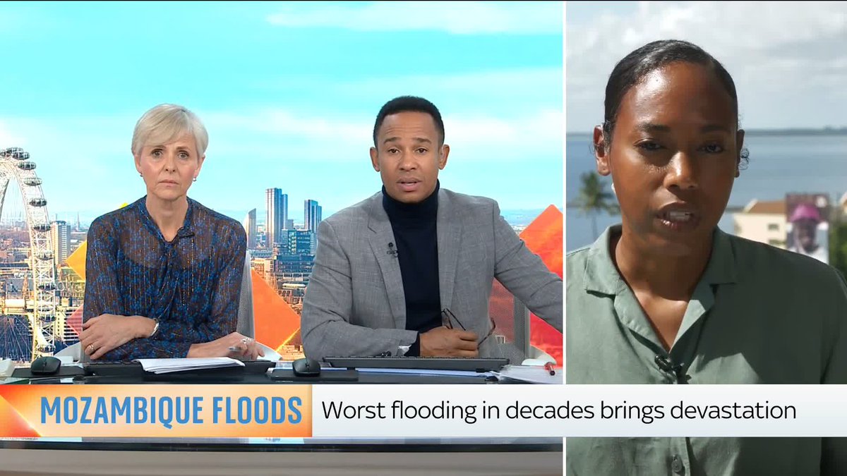 "An area the size of Cyprus completely submerged" Sky's Yousra Elbagir reports from Mozambique, where hundreds of thousands of children are among the worst affected by floods that have cut people off from food, clean water and medicine. 📺 Sky 501