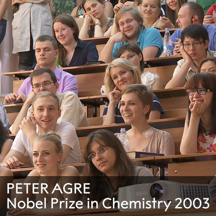 Let's look back at the time Peter Agre entertained students with his rendition of the song 'The Elements.' Agre was awarded the chemistry prize for discovering aquaporins - proteins that allow the passage of water in our bodies.