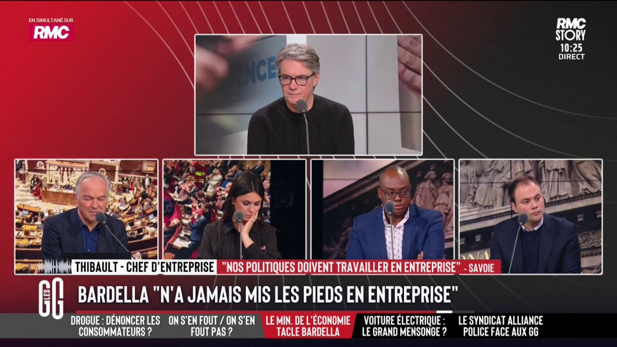 🇫🇷 Le ministre de l'Économie tacle bardella 📞 Thibault : "J’ai 28 ans, je suis plus jeune que Bardella et je suis chef d’entreprise. Ce serait bien que nos dirigeants se salissent les mains et voient ce qu’est le VRAI travail." #GGRMC