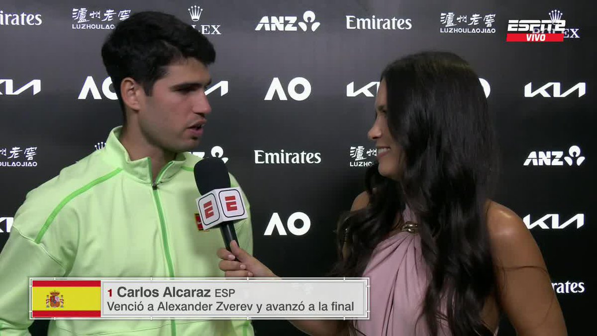 ¡Escuchá a Alcaraz en exclusiva con ESPN Tenis! ♥️ 📺 Mirá el #AO26 en el Plan Premium de Disney Plus.