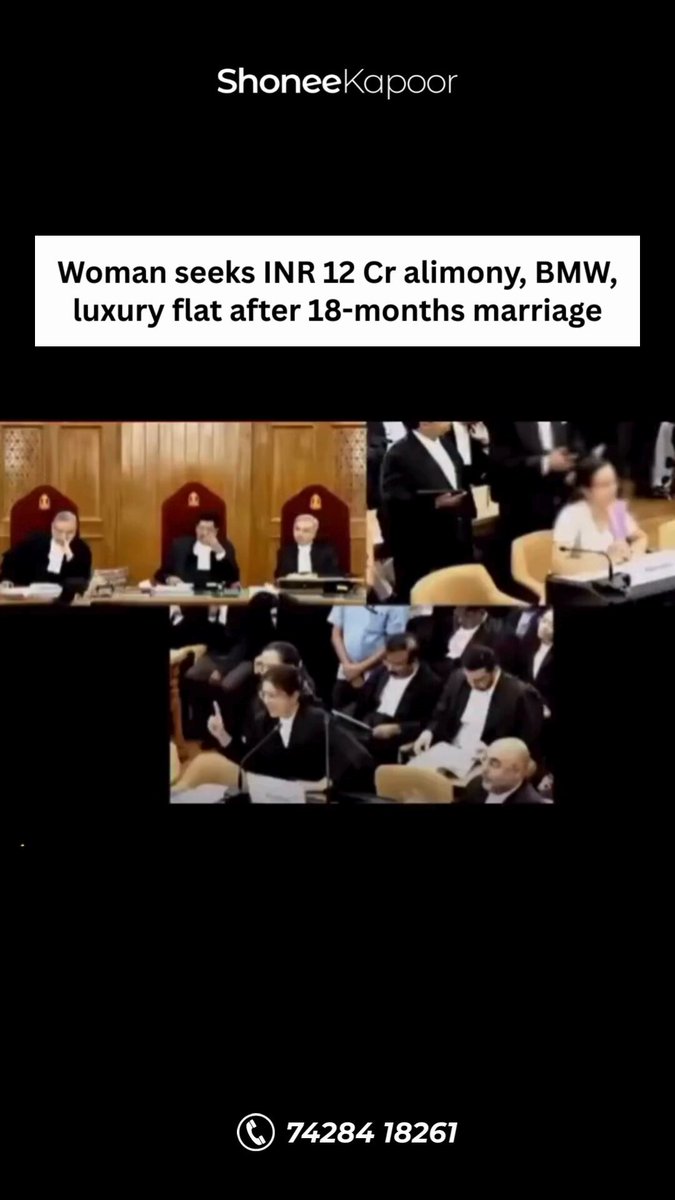 18 months of marriage. ₹12 crore demand. BMW. Luxury flat. An educated, MBA-qualified IT professional tried to turn a short marriage into a crorepati exit plan — and was stopped cold by the Supreme Court of India. The Court’s message was blunt and overdue: If you are educated and capable, earn for yourself. Maintenance is meant for support, not lifestyle upgrades, and marriage is not a lottery ticket. This case exposes how entitlement is dressed up as empowerment, and how alimony is increasingly weaponised after brief marriages. Equality means rights with responsibility — not one-sided rewards. #Alimony #MenToo #JusticeForMen #GenderNeutralLaws #maintenance #marriagescam