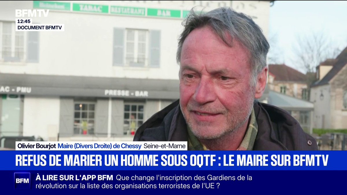 🗨️ "Je n'ai pas à marier quelqu'un qui ne devrait pas être là" Le témoignage du maire de Chessy condamné à payer 500 euros par jour pour avoir refusé de marier un homme sous OQTF