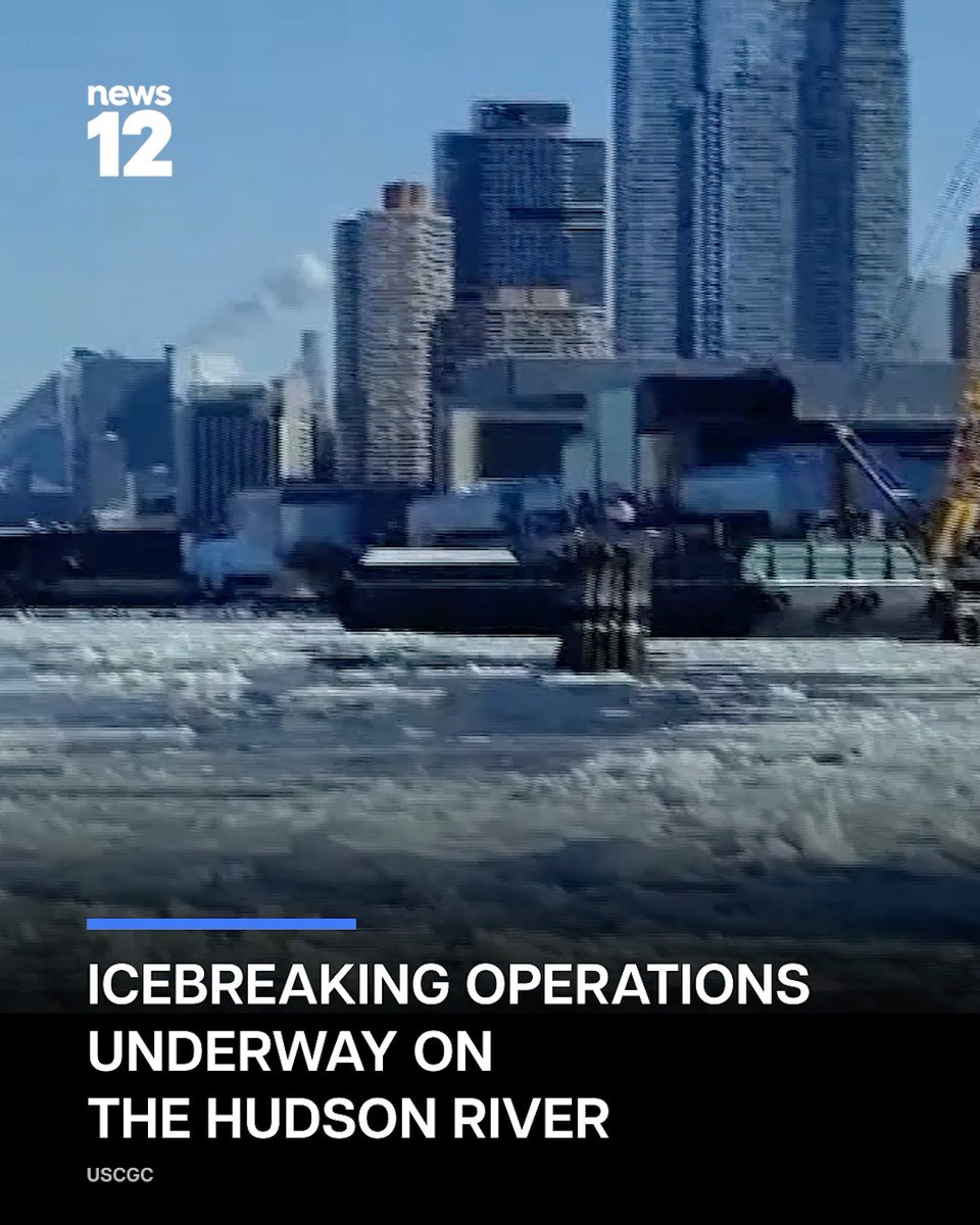 HUDSON ICEBREAKING: Ice on the Hudson River has become thick enough that the U.S. Coast Guard is conducting icebreaking operations to keep traffic moving. Officials say the prolonged bitter cold is disrupting river use. READ MORE: #News12NJ #Bayonne