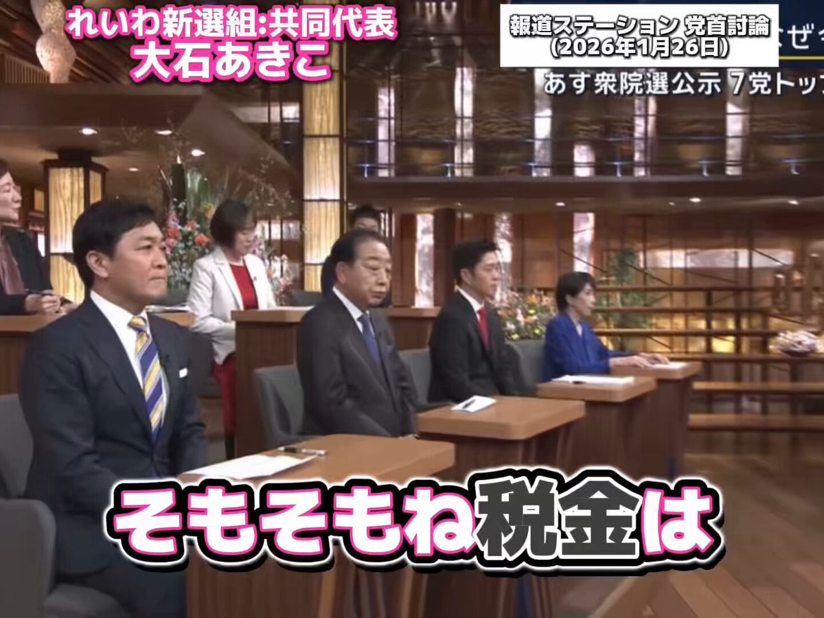 庶民の暮らしを守る為に財界に忖度した論と闘う【れいわ新選組:大石あきこ共同代表】 『そもそも税金は大金持ちから取るもんと違うのか。わざわざ庶民や中小零細企業イジメて消費税取らないといけないのか。元々、法人税で取っていたものを法人税を下げて消費税を上げていった。税金の在り方が壊されてきた。こういう事になって30年間で中間層の年収が140万円も減っている。これが少子高齢化の最大の原因であり景気が悪くなってる原因。 ですから、経済成長の為に“消費税廃止”しなきゃいけない。ここまで経済が停滞させられたので、やっぱり国債を入れるしかない。今、司会の方も「国債を買いすぎたら金利が上がる」と仰っていたが、この論は間違ってると思う。日銀が低金利政策をやめたことによるものだし、介入出来るので「国債発行したら金利が上がる」っていう論は違う。やっぱり財界に忖度したような論が蔓延っているけれど、このテレビを見ている庶民の皆さんにお金がいくようにしていきたい』