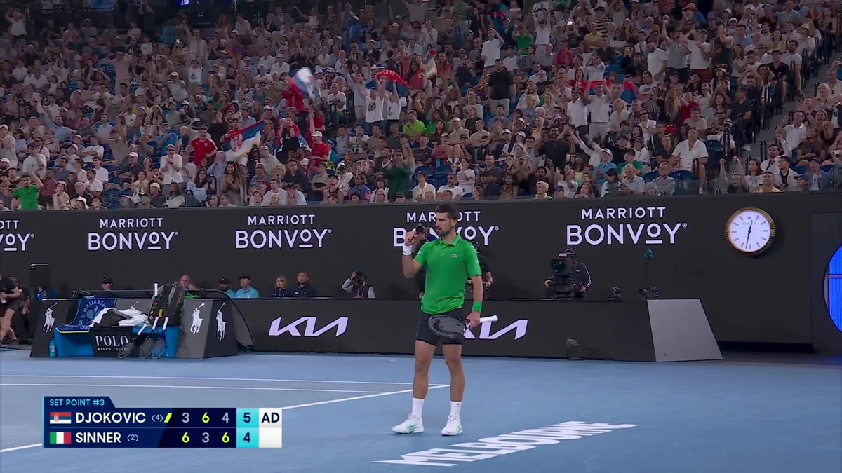 WE'RE OFF TO FIVE. Both Men's semi's will go the distance, add Sinner and Djokovic to the collection 📔 Wide World of Sports • ESPN • TNT Sports • WOWOWテニス • #AO26