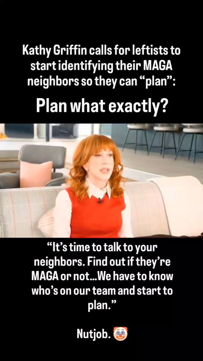Kathy Griffin’s New Plan: Identify Your MAGA Neighbors &amp; "Start to Plan" 😳 She literally said: “Talk to your neighbors. Find out if they’re MAGA or not… We have to know who’s on our team and start to plan.” This is unhinged. What are they actually planning?