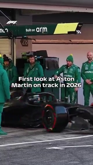 A first look at the Adrian Newey-designed Aston Martin AMR26 on track at Barcelona! 🤩💪 #F1