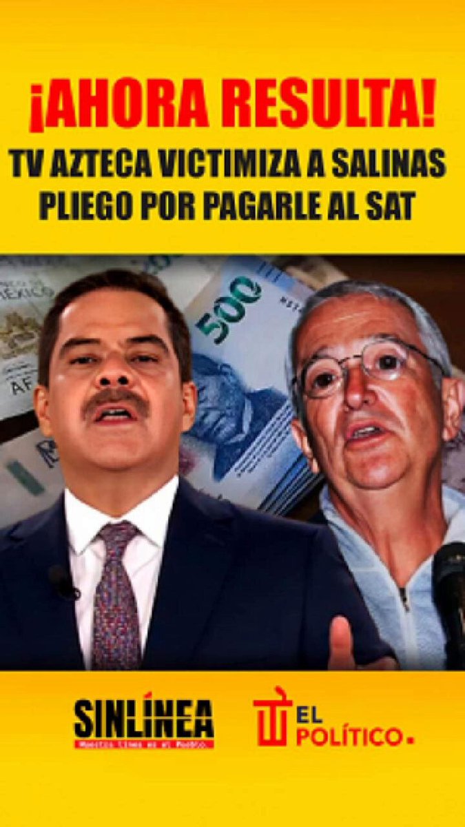 ¿Cómo los ven? 🙄 🔴 Según #TVAzteca, #RicardoSalinas (Don Ricardo Salinas Pliego) le pagará al #SAT no por una cuestión de convicción ni de justicia, sino para seguir "generando prosperidad para #México" 🤔