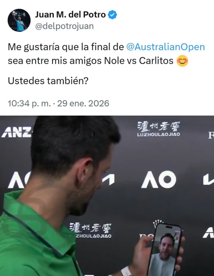"Delpo": Por el tweet de Juan M. del Potro sobre la final del #AusOpen y su conversación con Novak Djokovic tras la victoria ante Jannik Sinner