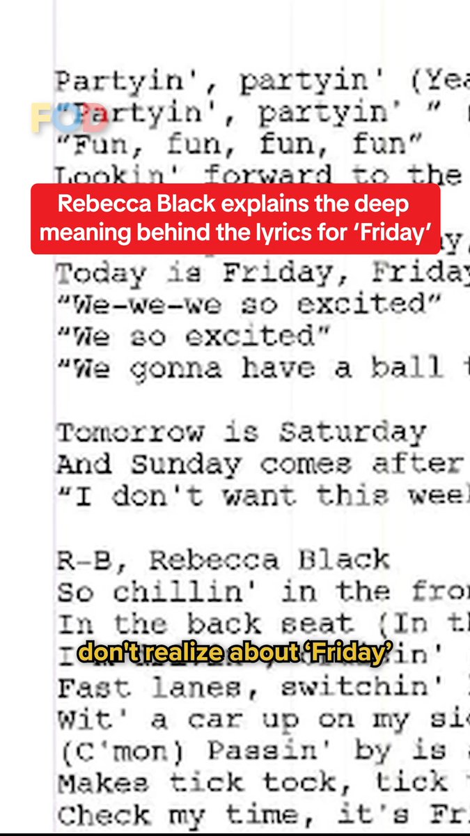 Rebecca Black reveals that her hit 2011 song, "Friday" is really about Uncle Joey from Full House
