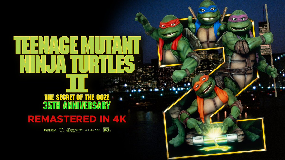Go Ninja Go! Turtlemania Returns! Teenage Mutant Ninja Turtles II: The Secret of The Ooze 35th Anniversary Hits Theatres for One Full Week Nationwide March 13-19! #TurtlemaniaReturns #TMNTII35 Get your tickets now at