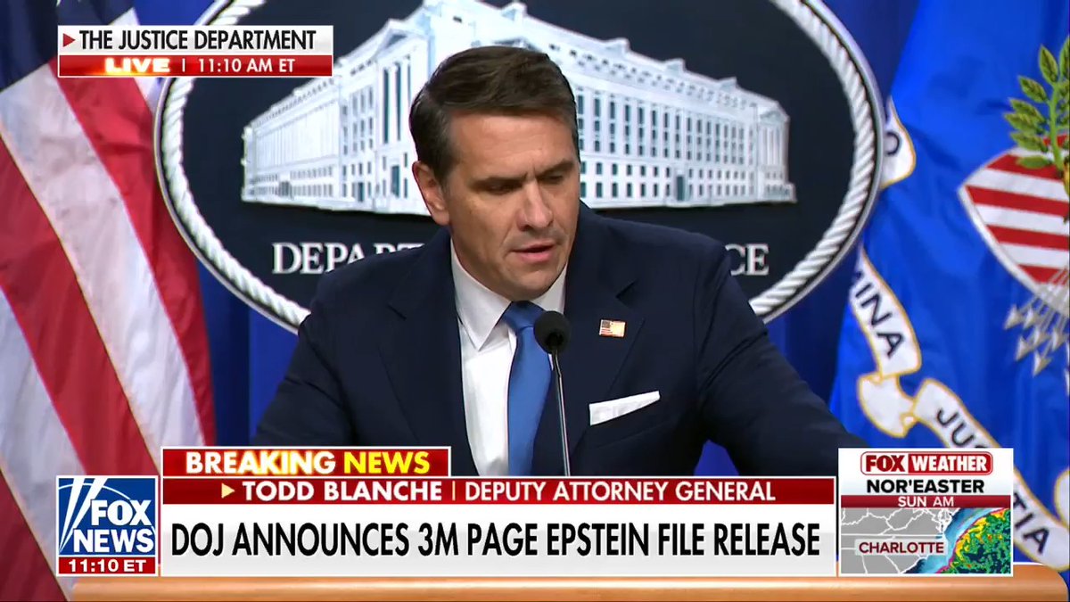 NEW: U.S. Deputy Attorney General Todd Blanche details a massive offensive against predators trafficking and abusing women and children, noting the DOJ terminated 3.8 million dark web pedophile accounts and located thousands of victims: "I point this out because I take umbrage at the suggestion, which is totally false, that the Attorney General or this department does not take child exploitation or sex trafficking seriously, or that we somehow do not want to protect victims. We do."