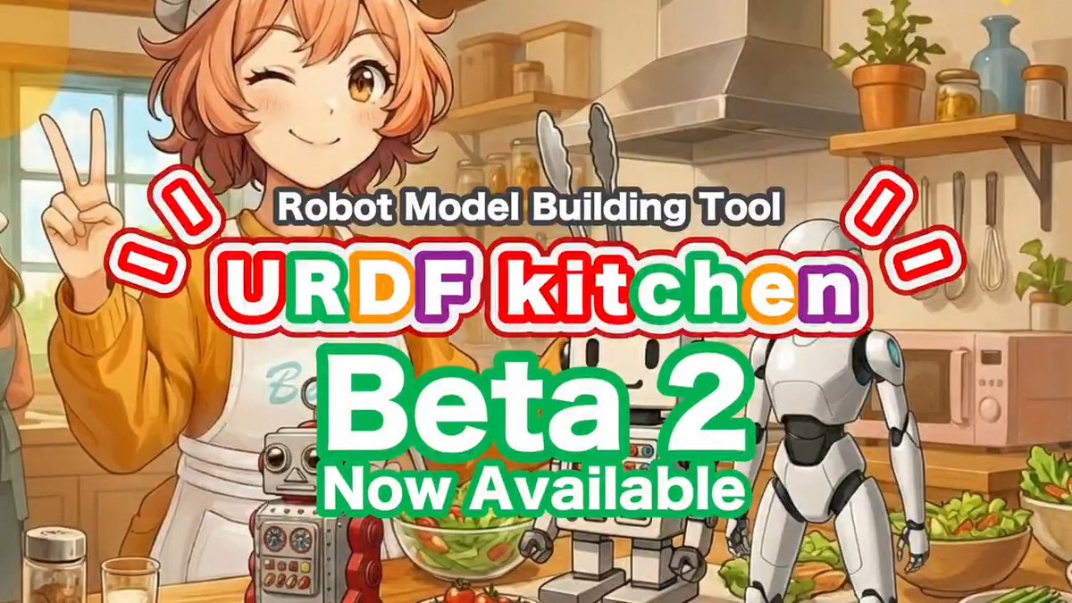 ◤ 🍞 URDF kitchen Beta2 🧑‍🍳 ◢ URDF組み立てGUIツールをリリースしました。 ・ノードで組み立てる方式 ・コライダー設定可 ・左半身を設定→右半身は自動組み立て ・MuJoCoに対応！ ・URDF/MJCFの簡易インポート ・チュートリアル付き ・その他もろもろ大幅強化 ・無料💰