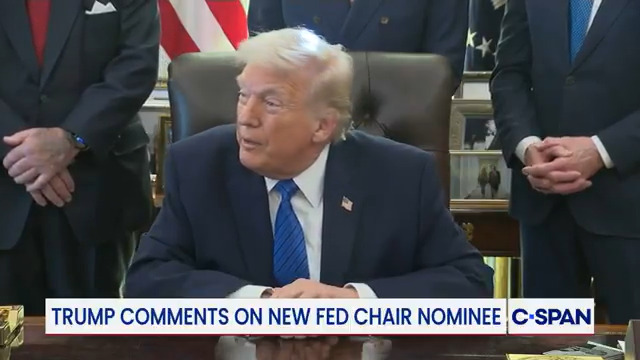 Q: "Did Kevin Warsh commit to you that he will push to cut interest rates if he is confirmed?" President Trump: "No, but we talk about it I've been following him. I don't want to ask him that question. I think it's inappropriate, probably...I want to keep it nice and pure."