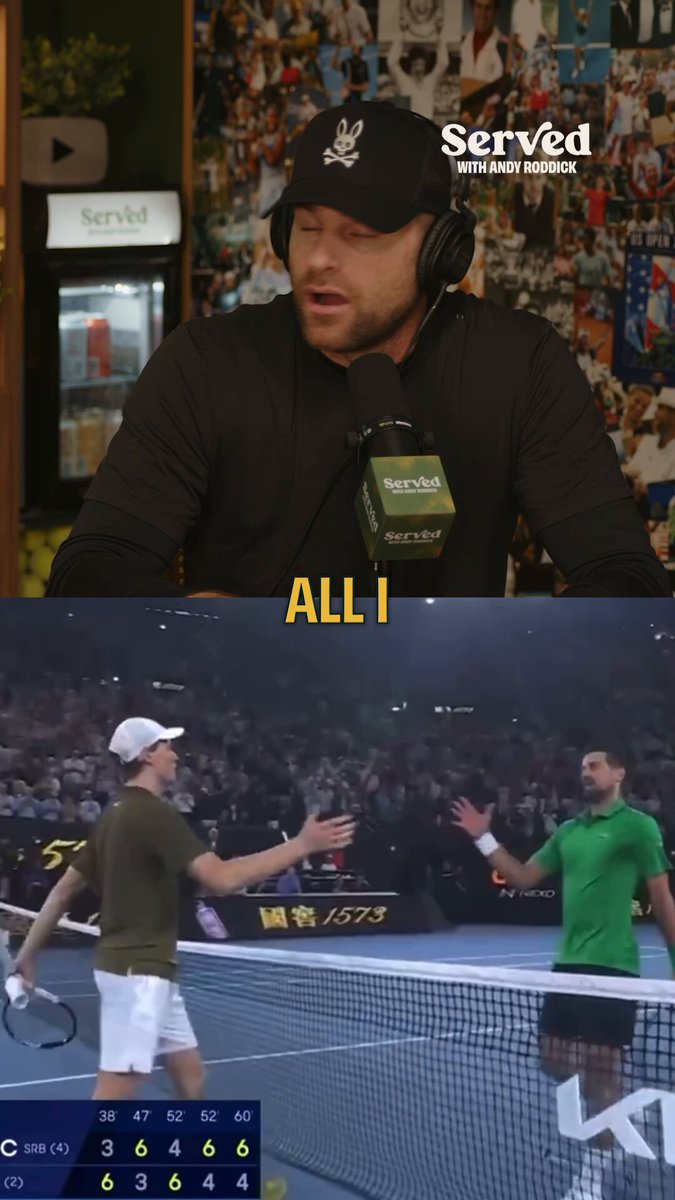 Andy Roddick: “We just witnessed greatness. To do this at 38 years old — 14 year age gap — if anyone asks Novak Djokovic about retirement they should fired.”