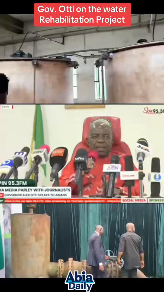 UPDATE: Gov. Otti says pipe-borne water rehabilitation project is progressing and will soon start supplying water to homes in some parts of Aba. #InvestInAbia