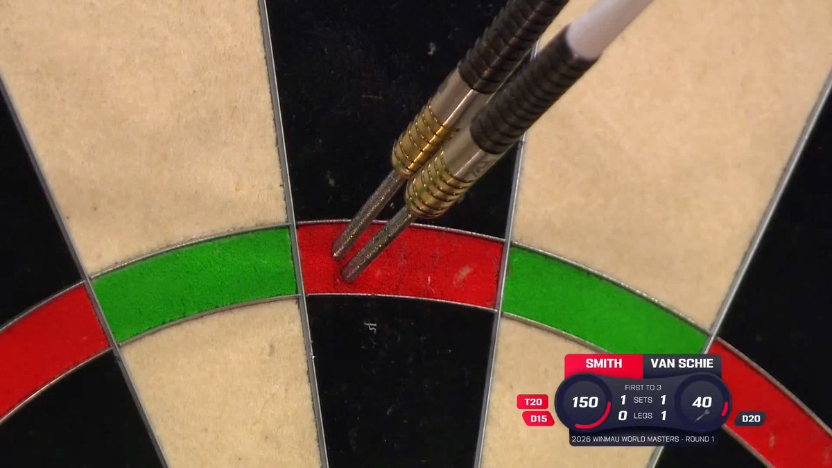 150 FROM SMITH! What a finish from Ross Smith 🔥 Smudger takes out a whopping 150 finish to break back against Jimmy van Schie and throw for a 2-1 lead! 📺 #WinmauWorldMasters