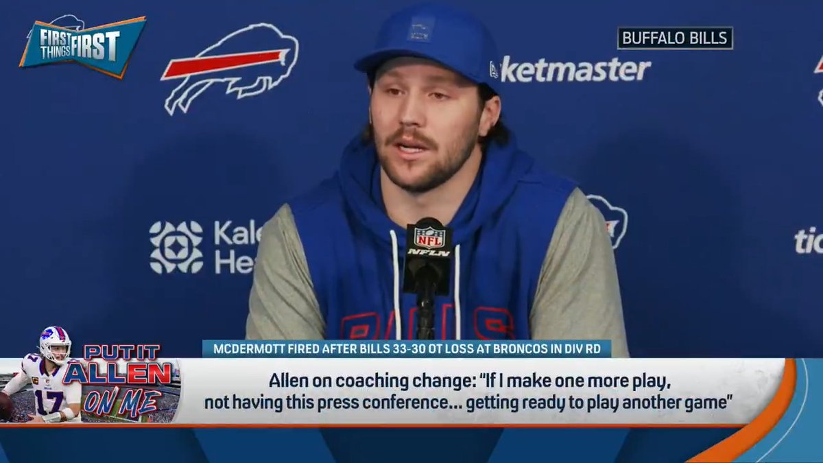 “For all of Josh’s mistakes, they still scored 30 points and the defense gave up 33. And that has been the problem with McDermott in the playoffs.” Chris Broussard says Sean McDermott’s firing is not Josh Allen’s fault: