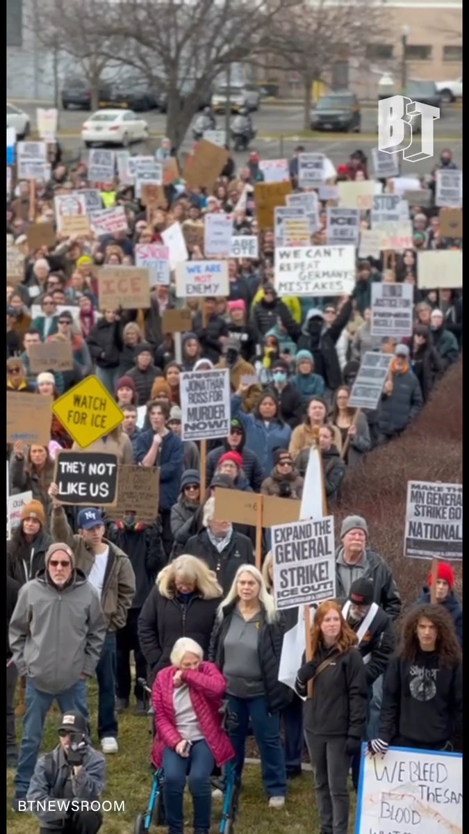 NOW: Huge rally in Boise, ID for nationwide shutdown against ICE. Protestors chant, "Minnesota make us proud! General strike, shut it down!" Boise has a population of just over 235,000 people.