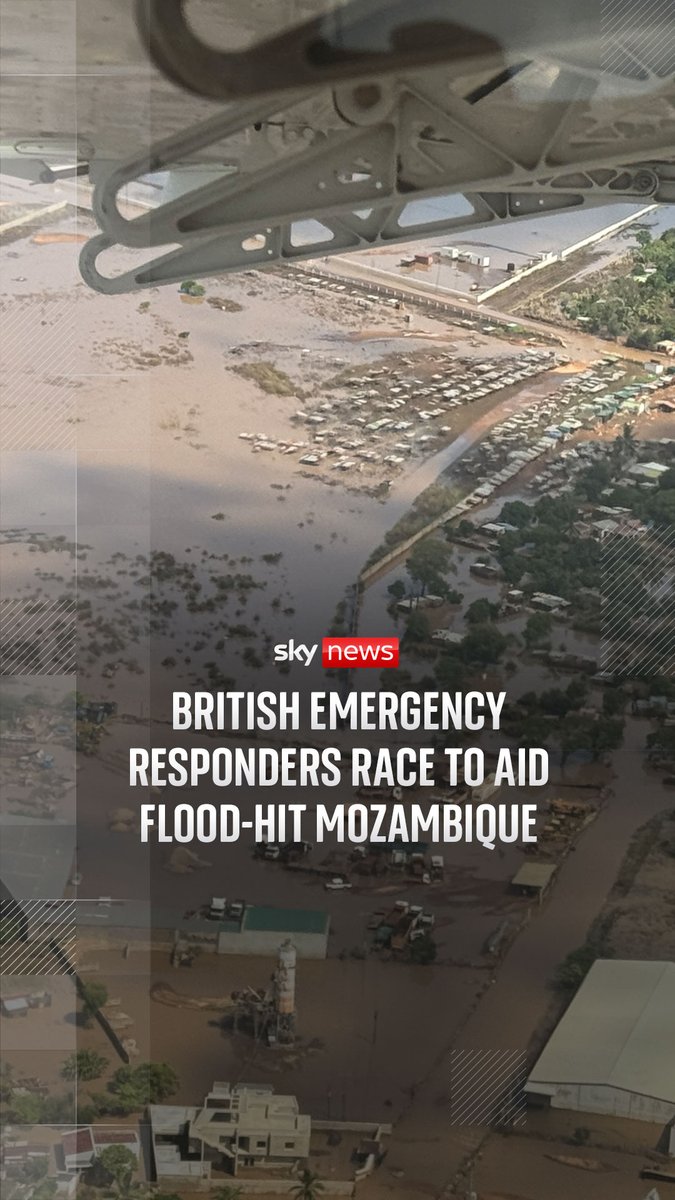 At least 400,000 people have been affected by flooding in Mozambique's Gaza province alone, and an area roughly the size of Cyprus - 10,000 square kilometres - is covered by floodwater. Sky's Africa correspondent Yousra Elbagir reports ⬇️ Read more 🔗